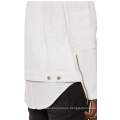 New design of zipper on sleeve denim white jeans jacket